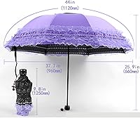Vista 9 de WANLIAN Paraguas de encaje a prueba de viento plegable soleado y lluvioso a prueba de rayos ultravioleta anti sol protección UV sombrilla paraguas