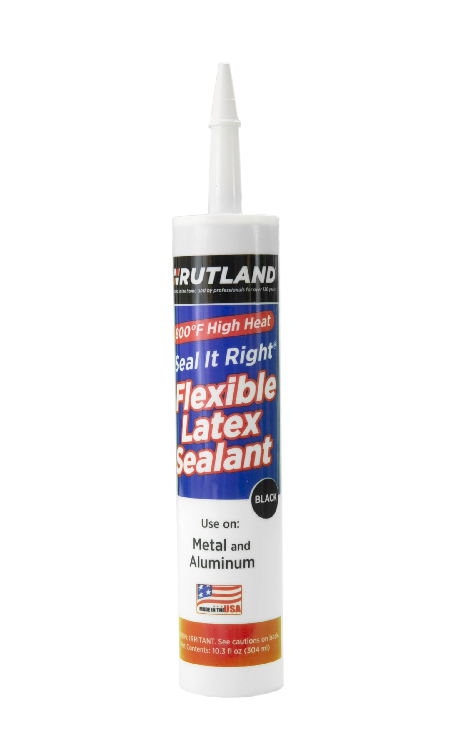 Rutland Products 800°F Flexible Latex Sealant, 10.3 Fl oz Cartridge, Black, 10