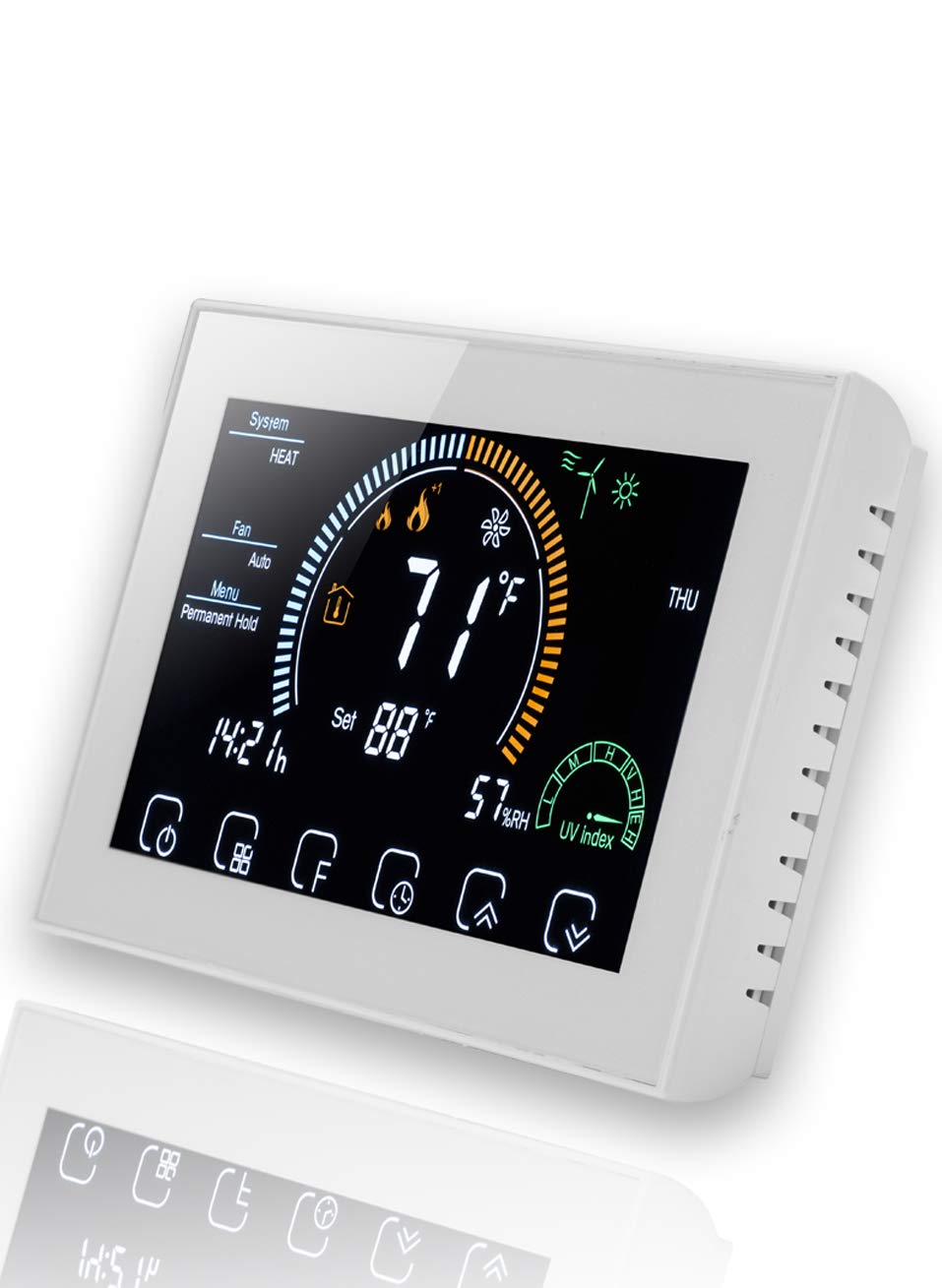 BecaSmartSeries 8000 16A LCD Touch Screen Electric Heating Intelligent Programming Control Thermostat with WiFi Connection (Electric Heating, White(WiFi))