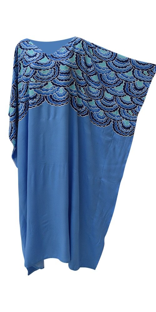 Cool Kaftans Women's Blue Mermaid Amazing Soft Kaftan Caftan Cool Long Maxi Beach Coverup Dress (S/M Fit 8 To 18, )