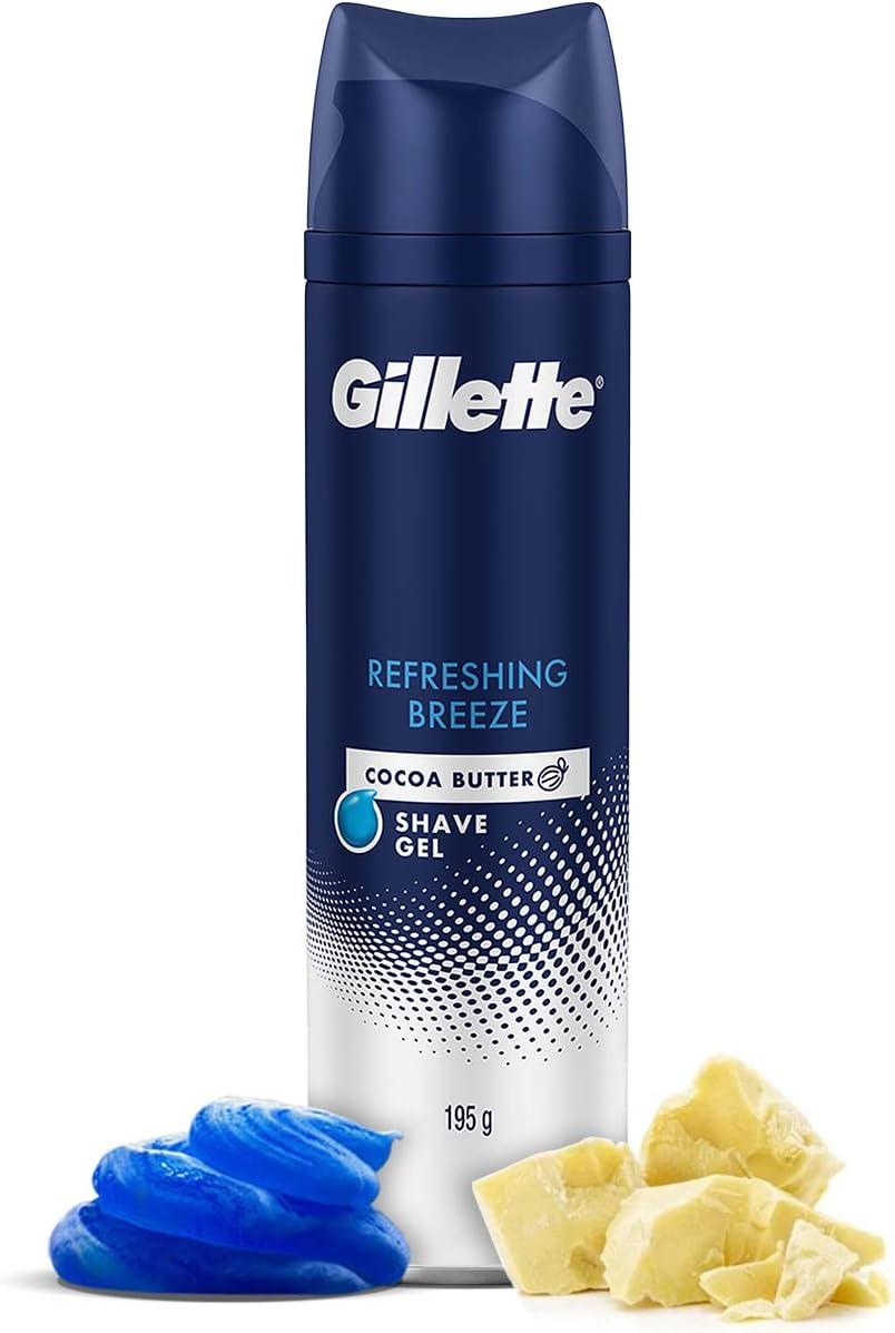 Gillette Shaving Gel Refreshing Breeze With Cocoa Butter 195 Gm, White