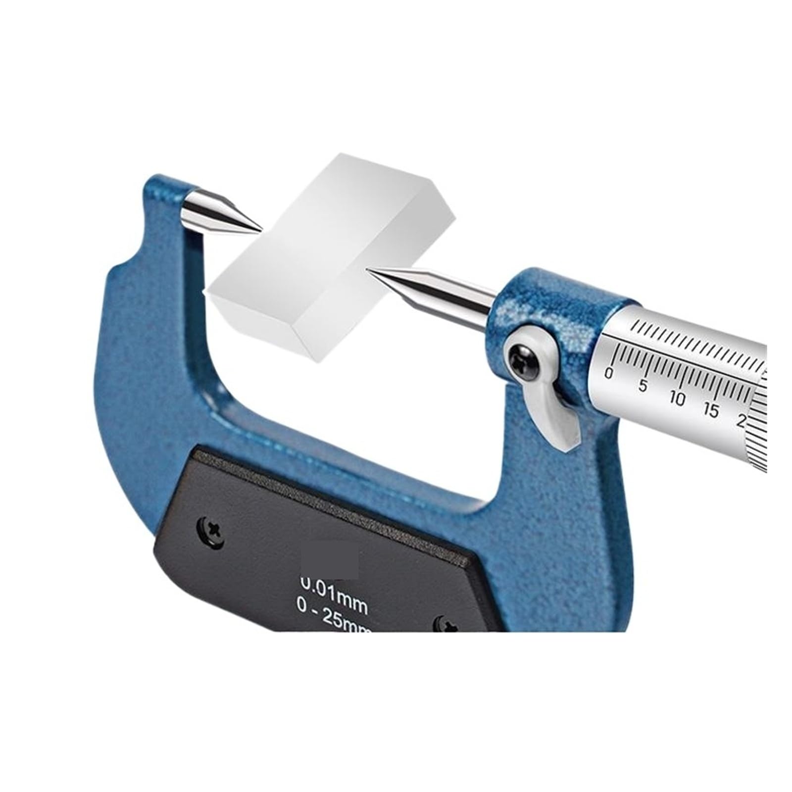 Micrómetro de tornillo mecánico de 0 a 25 mm, calibrador micrométrico, herramienta de medición Mide cualquier cosa(FLAT-POINTED TIP 60°)