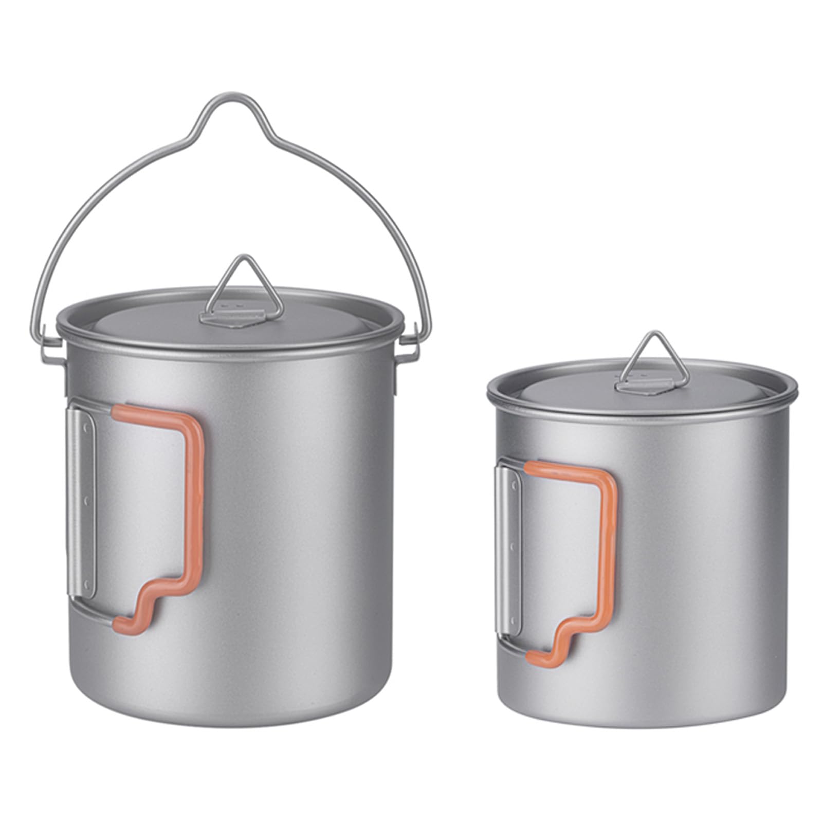 Yinhing Stapelbare Reisebecher mit Faltbarem Griff, Platzsparend, Tragbar, Campingbecher, Wärmend, Ideal für Wander- und Outdoor-Abenteuer (450 ml Tasse + 750 ml Topf)