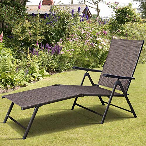 FANTASK Adjustable Lounge Chair, Poolside Chaise Lounge Chair, Foldable Fabric Chair, Adjustable Patio Lounger with Armrest, Cozy Patio Furniture, for Poolside, Patio, Balcony - Image 3