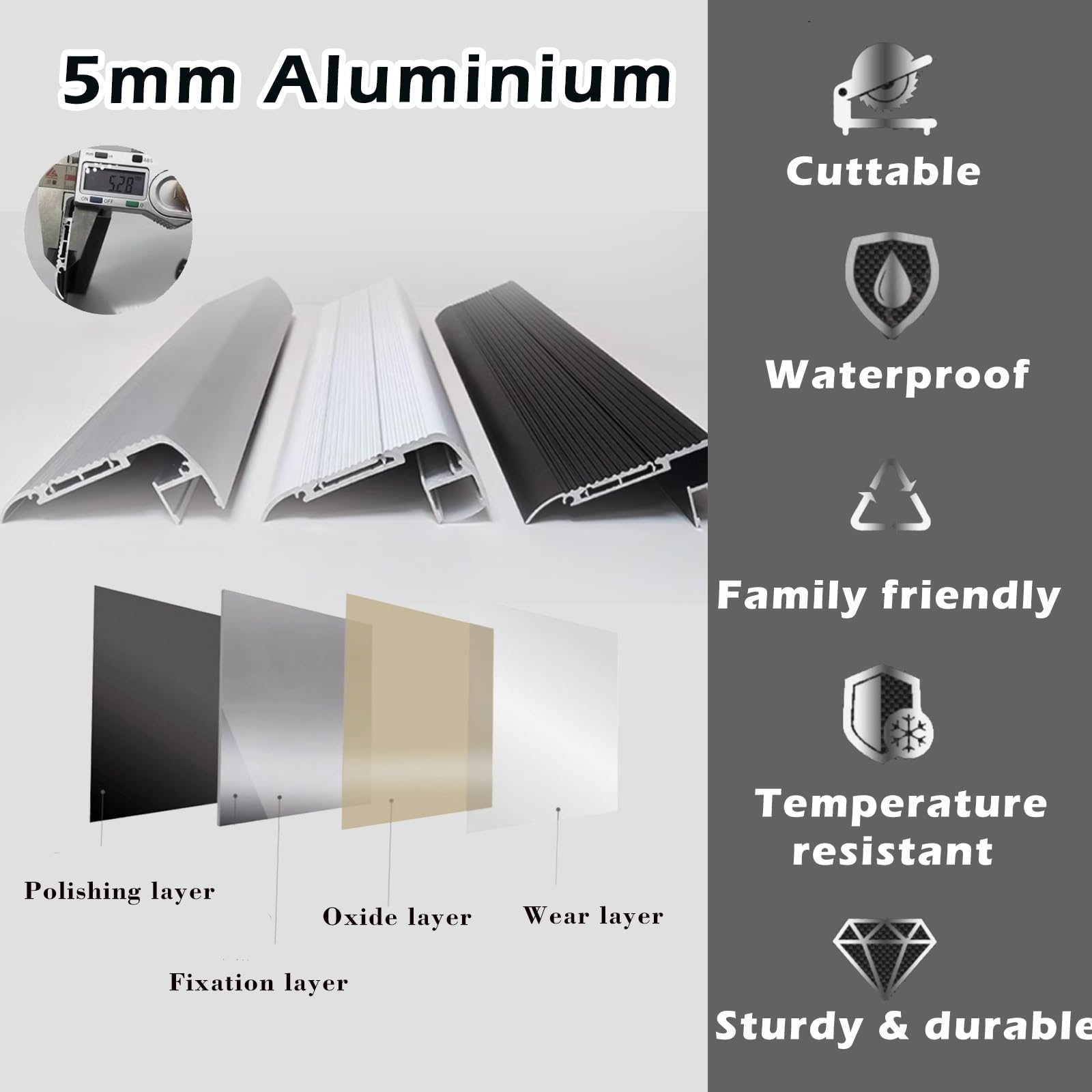 LED-Aluminium-Streifen, Treppenbeleuchtung, 10 mm Profil für Fliesenmontage, 20 Stück, 187 cm – verbessern Sicherheit und Atmosphäre mit hellen LED-Kanälen
