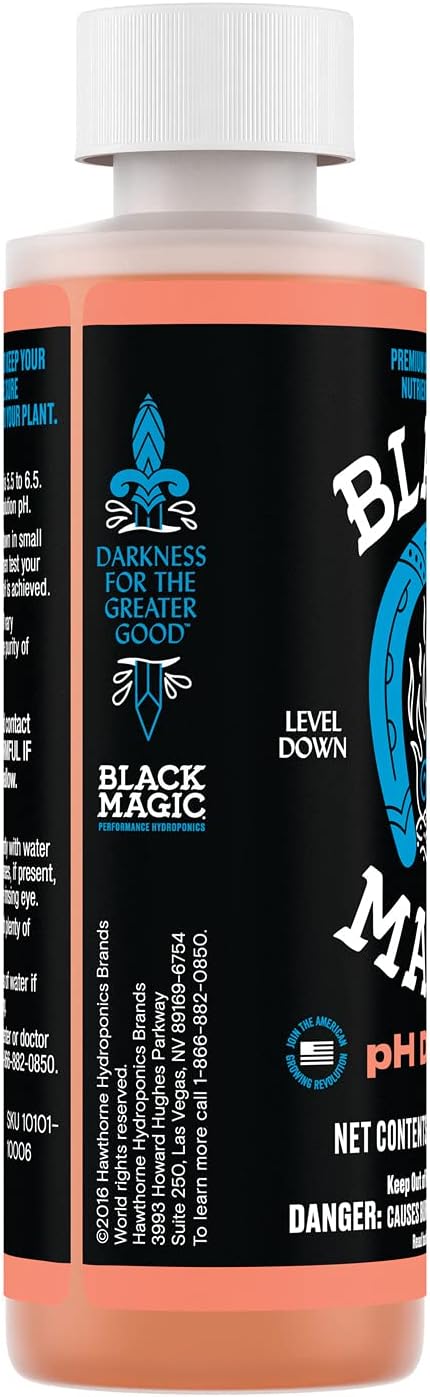 Black Magic pH Down - Premium Buffer to Lower Nutrient Solution pH, Concentrated Acidic Formula, 8 fl. oz.