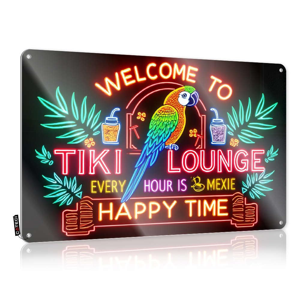 Welcome To Tiki Lounge. Every Hour Is Happy Time. Decore Basement Hanging | Novelty Decoration Accessories Vintage Metal Wall Decor(30X40CM)
