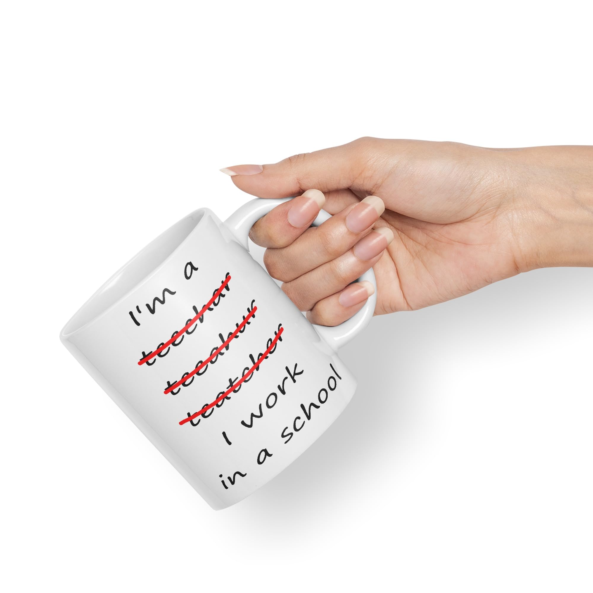 Vixar I'm a Teacher, I Work in a School Ceramic Mug Cup Coloured Teacher Gift Present end of School (White) - Image 3