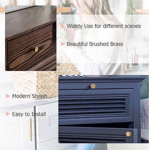 Miniatura 4 de homdiy Paquete de 20 pomos dorados de latón para armario, pomos dorados para armarios de cocina, pomos de cajón de latón