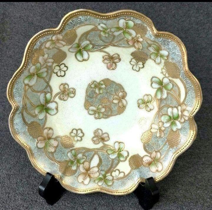 オールドノリタケ クローバー柄金盛りビクトリアン ボウル オールド