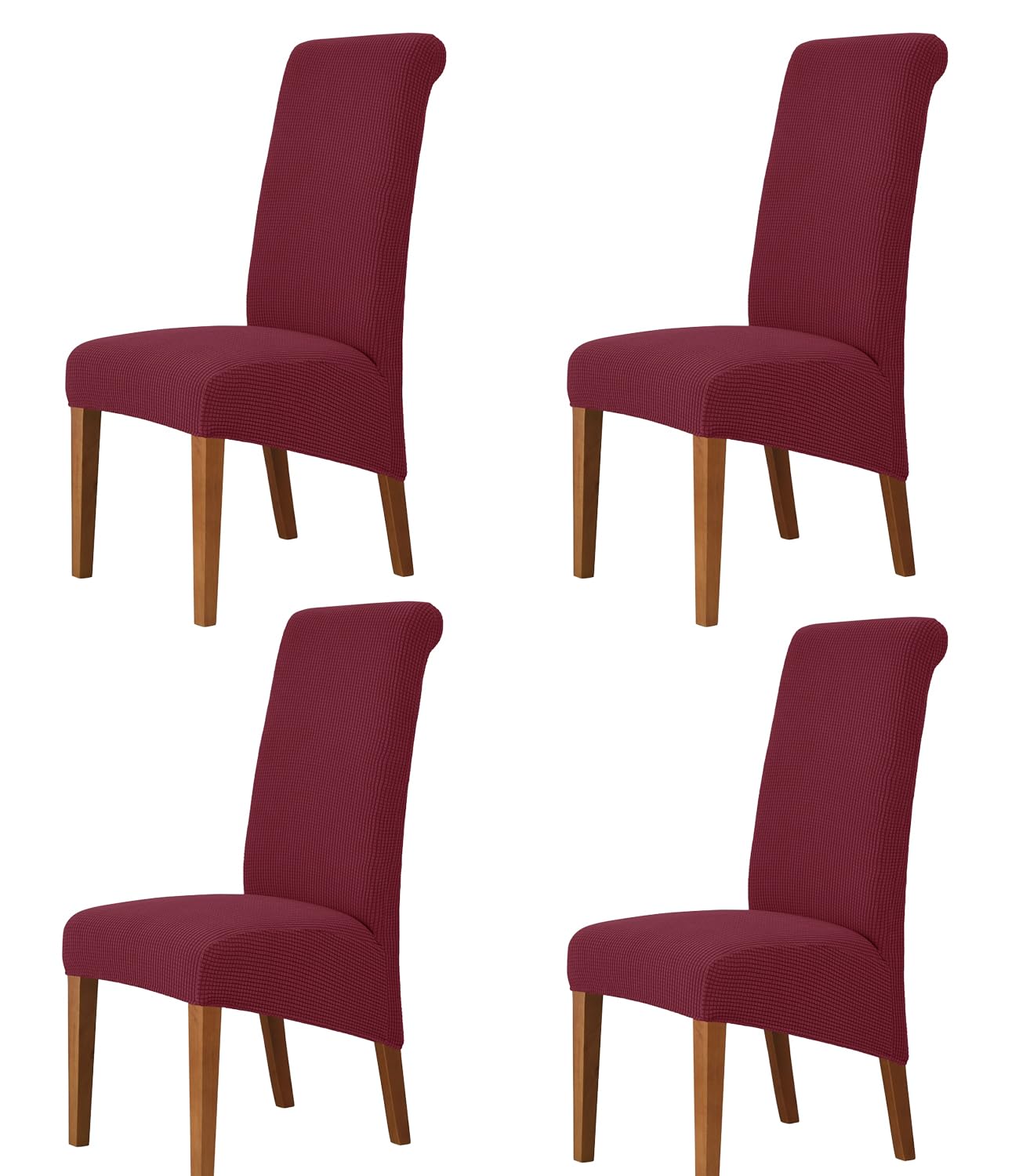 Odot Wine Red Chair Covers, Dining Chair Covers Set of 4, Stretch Corn Velvet Dining Room Slipcovers, Washable Removable High Back Slipcovers