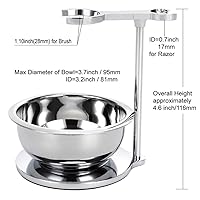 Vista 3 de Soporte de afeitado de acero inoxidable de lujo + cuenco de jabón de afeitar con cepillo de afeitar, compatible con Gillette Fusion, maquinilla
