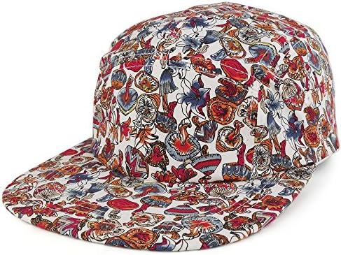 Trendy Apparel Shop 5-Panel Lightweight Unstructured Mushroom Flower Print Flatbill Snapback Cap