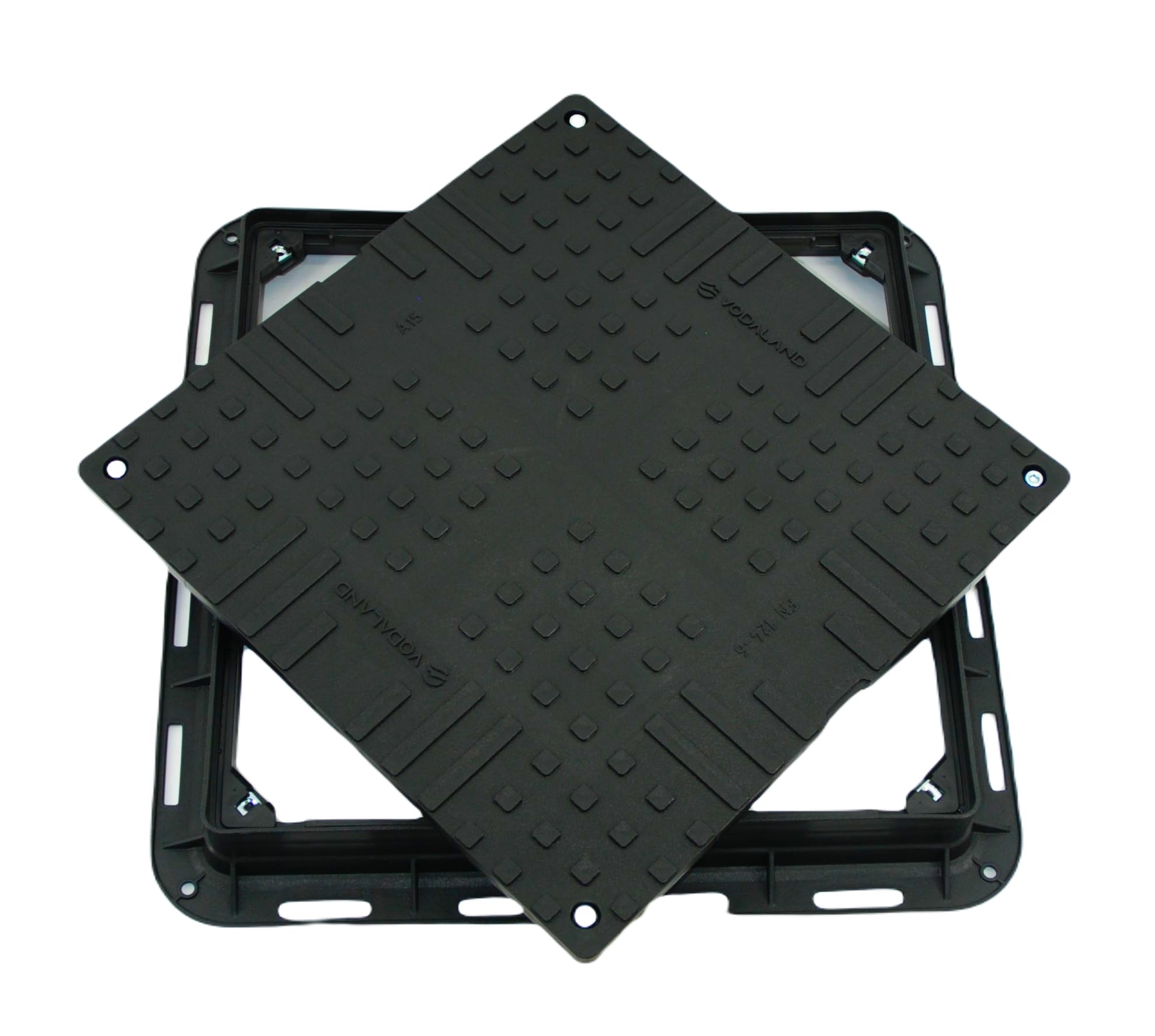 Megaa store Kanaldeckel Kunstoffdeckel Schachtdeckel | 700mmx700mm KL-A15 Gully Brunnendeckel Kunststoffschacht Schachtabdeckung Kontrollschacht (Schwarz)