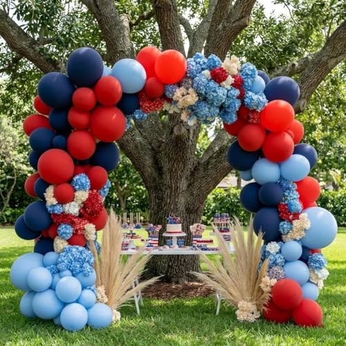 Image of Captank Red Balloons Double Stuffed Different Sizes Balloon Arch Kit | Dark Red Balloon Garland For Christmas Birthday Anniversary Wedding Valentines Bridal Shower Party Decoration