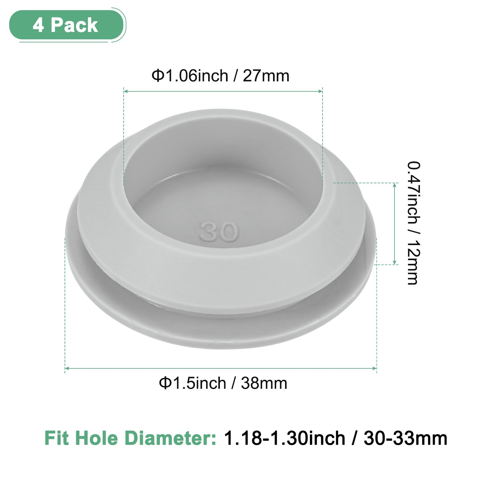 M METERXITY 4-Packs Silicone Hole Plugs, Snap in Locking Hole Plugs for 30-33mm Hole - Image 3