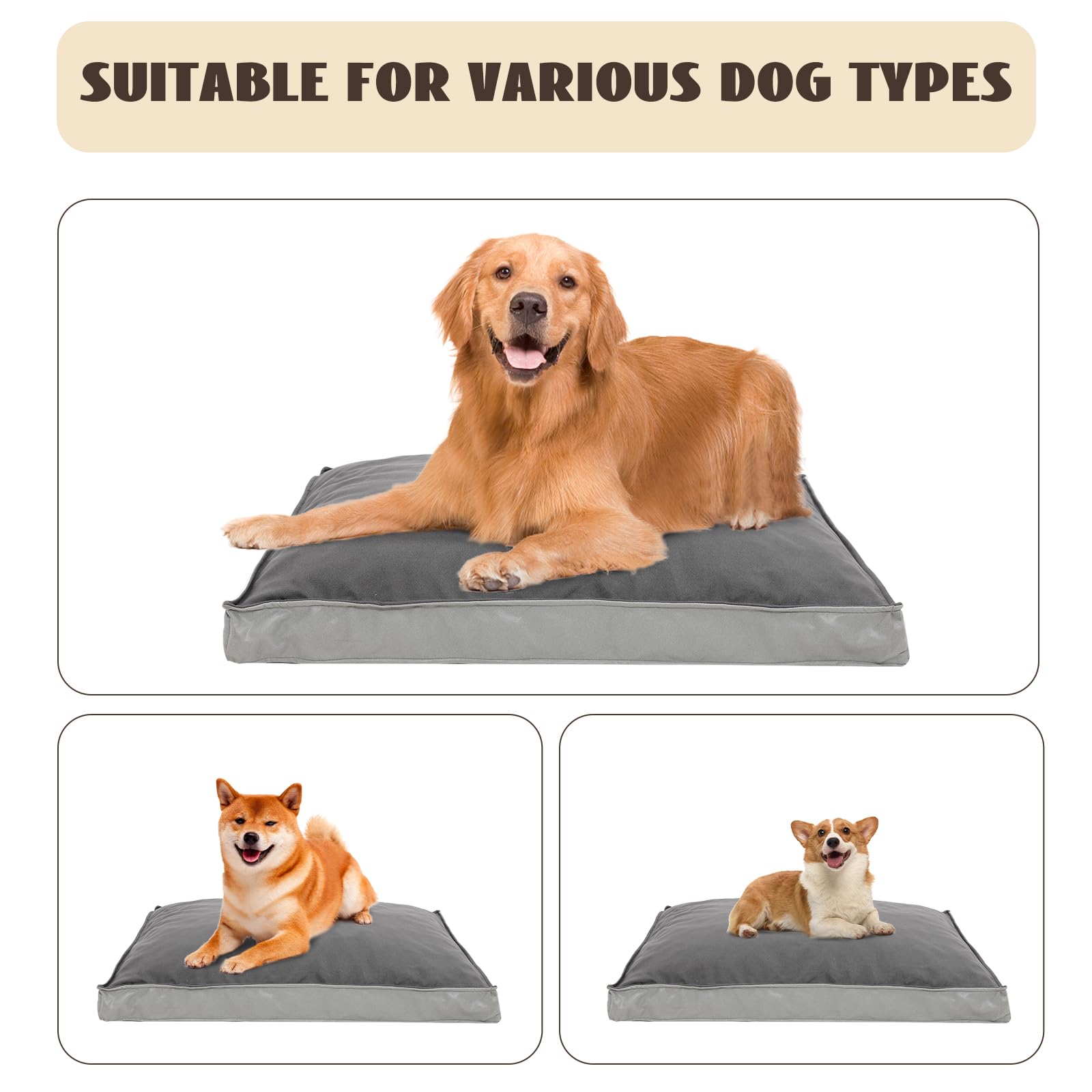 Cuscino Ortopedico Per Cani Taglia Grande - 105x74x10cm, Impermeabile, Lavabile, Grigio - Foto 2