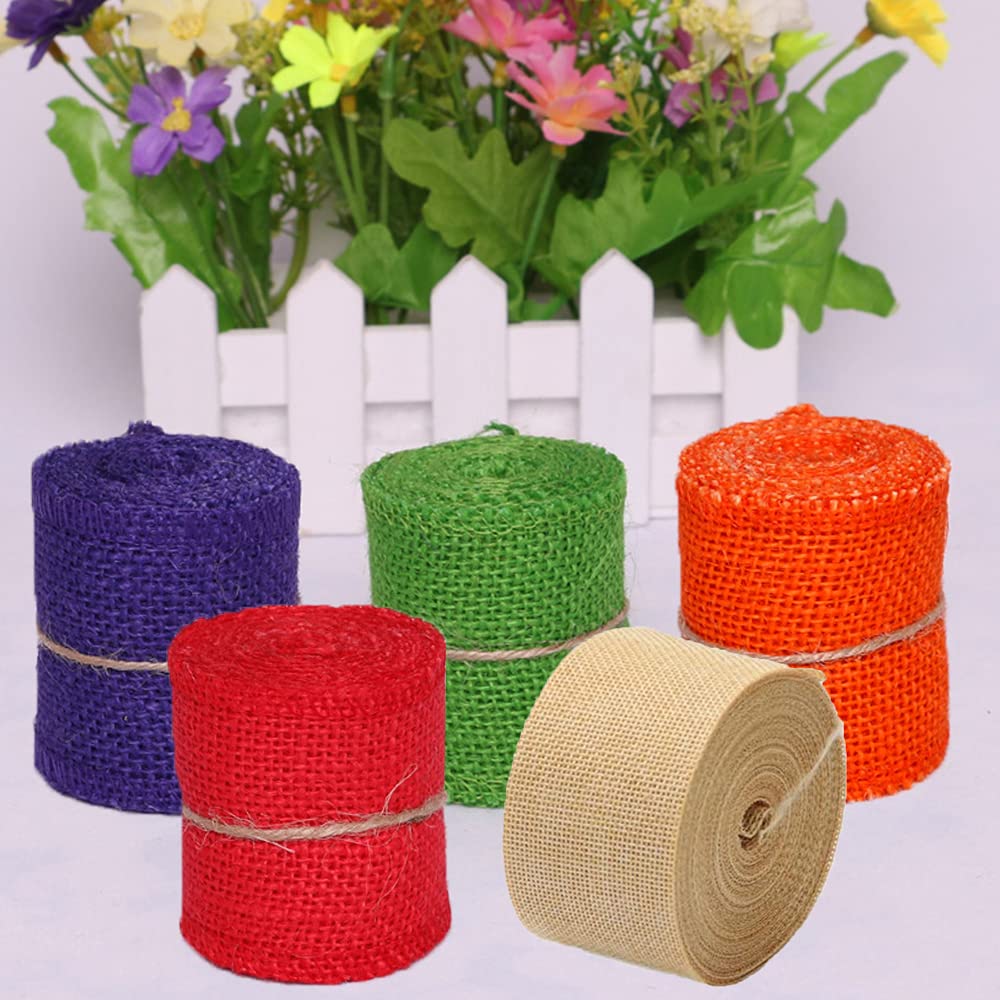 THETHO 4 Rotoli Di Nastro In Iuta Naturale – Larghezza 2 Cm, Lunghezza 10 M Cad. – Per Confezioni Regalo, Fai Da Te E Decorazioni Floreali