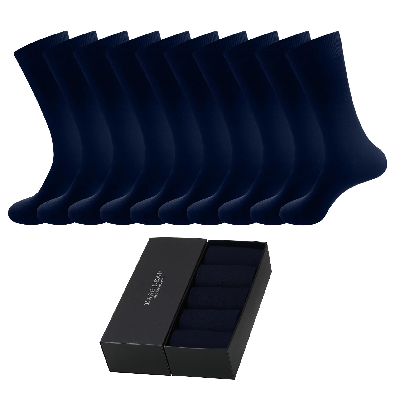 EASE LEAP 10 Paar Herrensocken - Herren Söckchen aus Baumwolle - Bequeme Business Socken - Knöchelhoch & Atmungsaktiv - Formelle Männer Socken mit Geschenkbox - Hellgrau 39-50