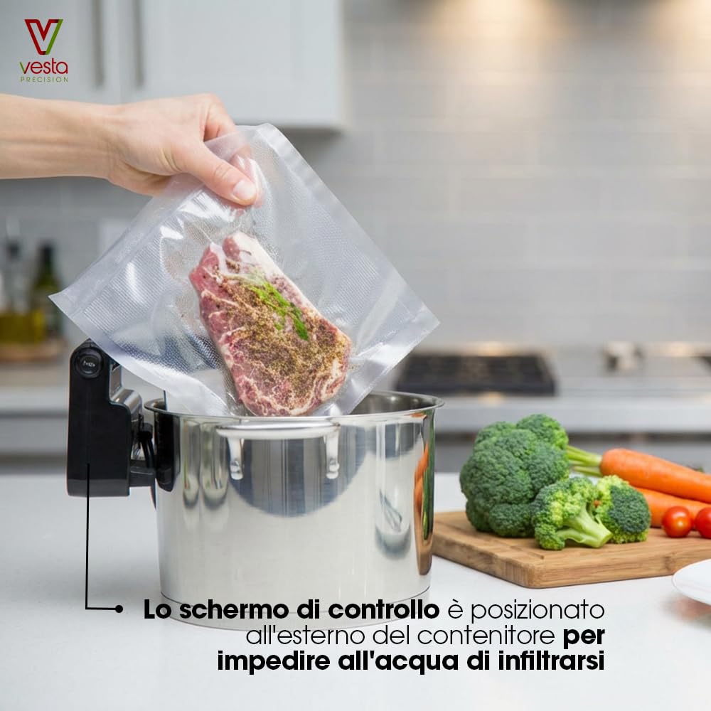 Vesta Precision Fornello a Bassa Temperatura Sous Vide Imersa Elite 1200W con APP di controllo Wi-Fi | Immersione impermeabile IPX7 | Capacità della Pompa 4,5 l/min | Colore nero