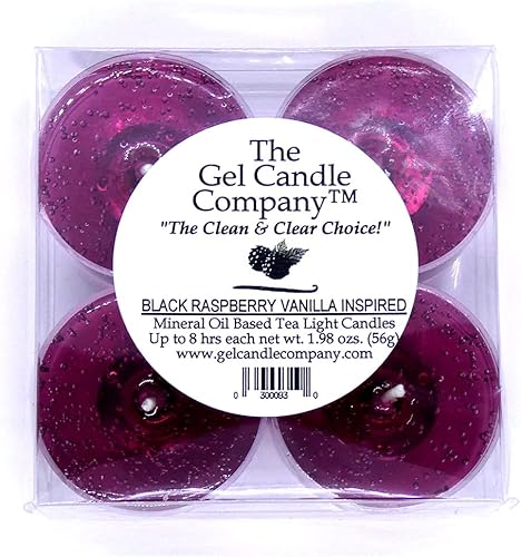 Miniatura 2 de Paquete de 4 velas de té perfumadas inspiradas en vainilla de frambuesa negra a base de hasta 8 horas de té perfumado The Gel Candle Company