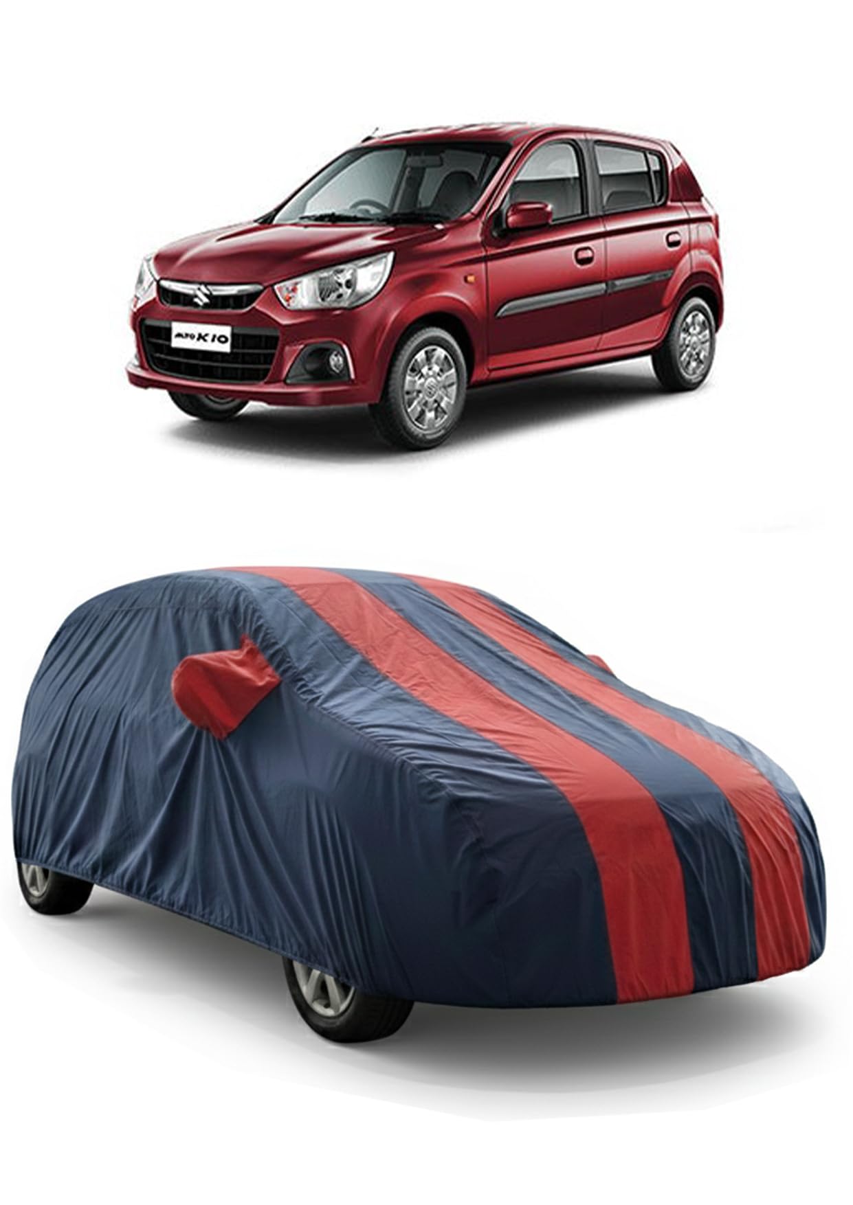 Waterproof CAR Cover for Maruti Suzuki Alto K10 | Mirror Pockets & Elasticized Hem | HIGH Material Quality Maruti Suzuki Alto K10 CAR Cover (REDSTRIP)-image-33