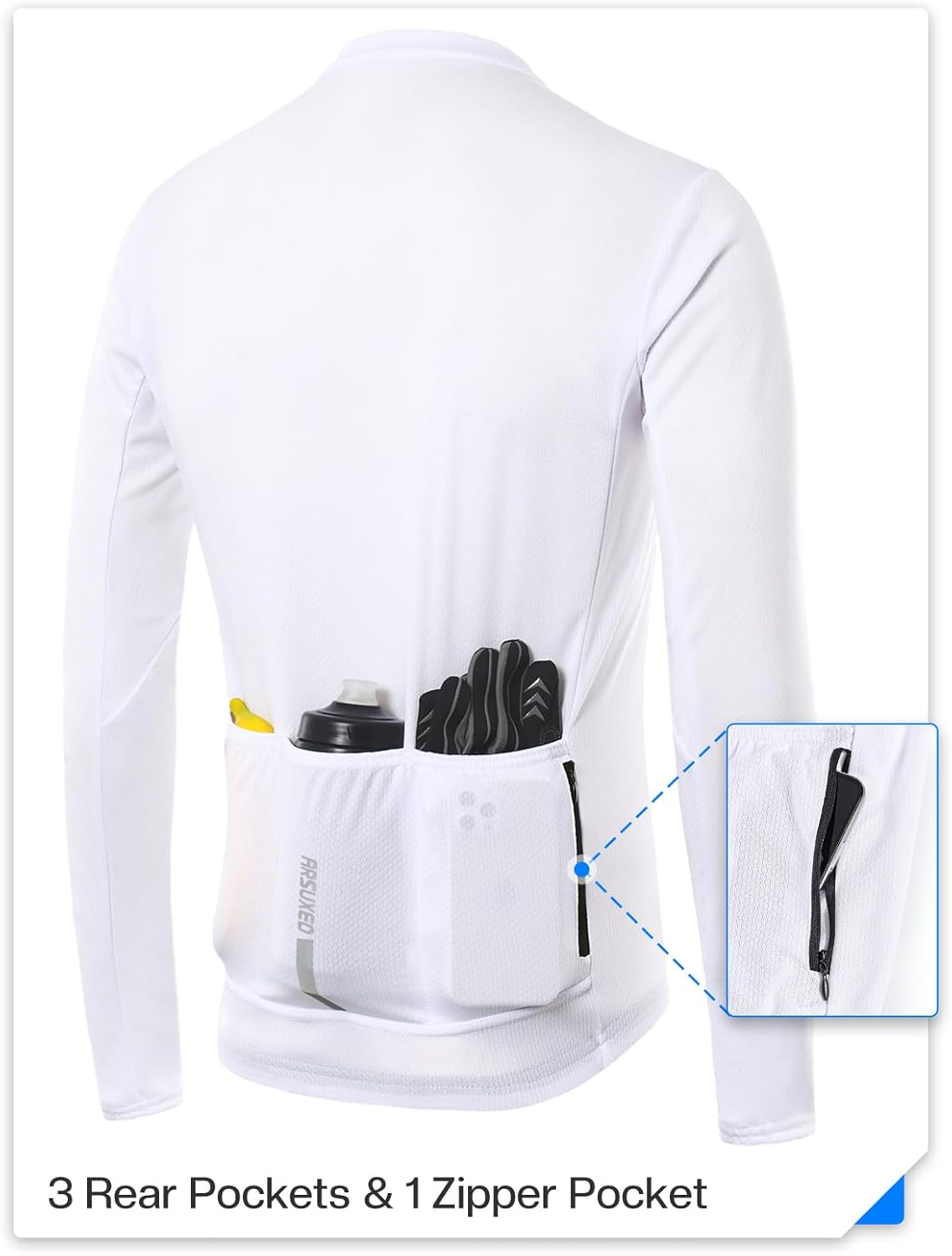 ARSUXEO Men's Cycling Jersey Long Sleeve Slim Fit Bike Jersey Biking Bicycle Cycling Shirt - Image 4