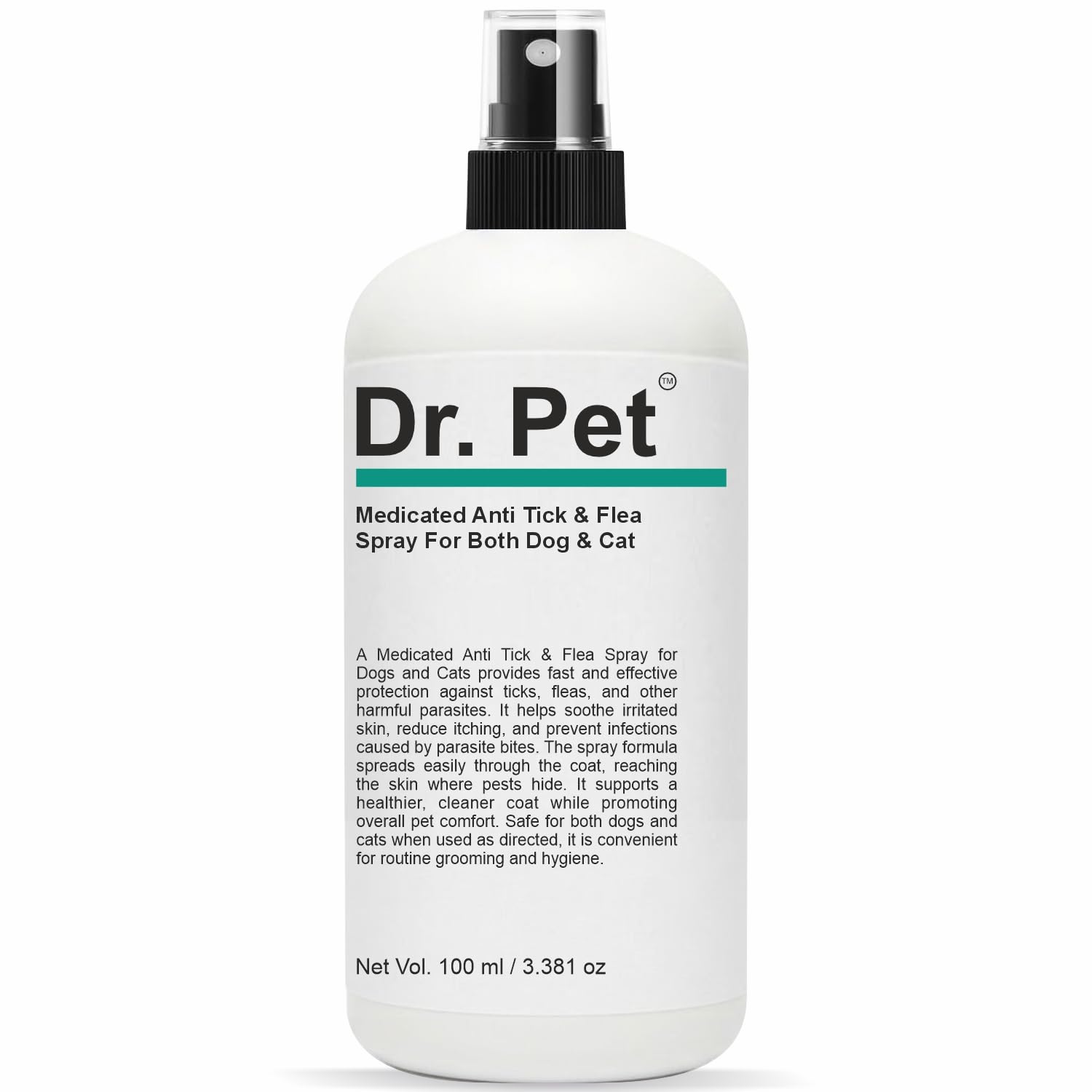 Dr. Pet Medicated Anti Tick & Flea, Flea Egg Spray for Both Dogs & Cats | 3× Fast-Acting, Long-Lasting, Guaranteed Resul