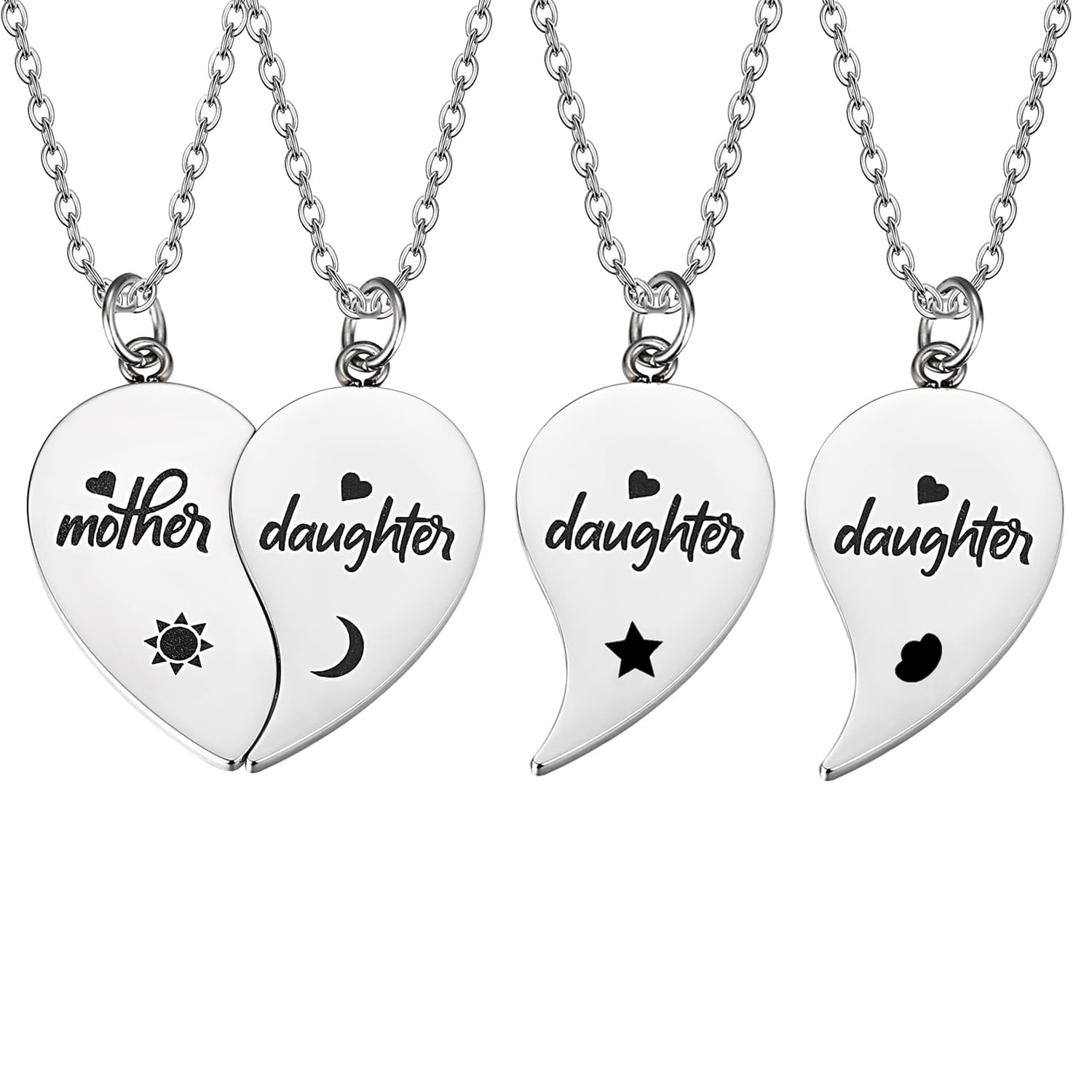 Yonhon Mother Daughter Bracelet Necklace for 2/3/4, Mother Daughter Matching Keychain Set