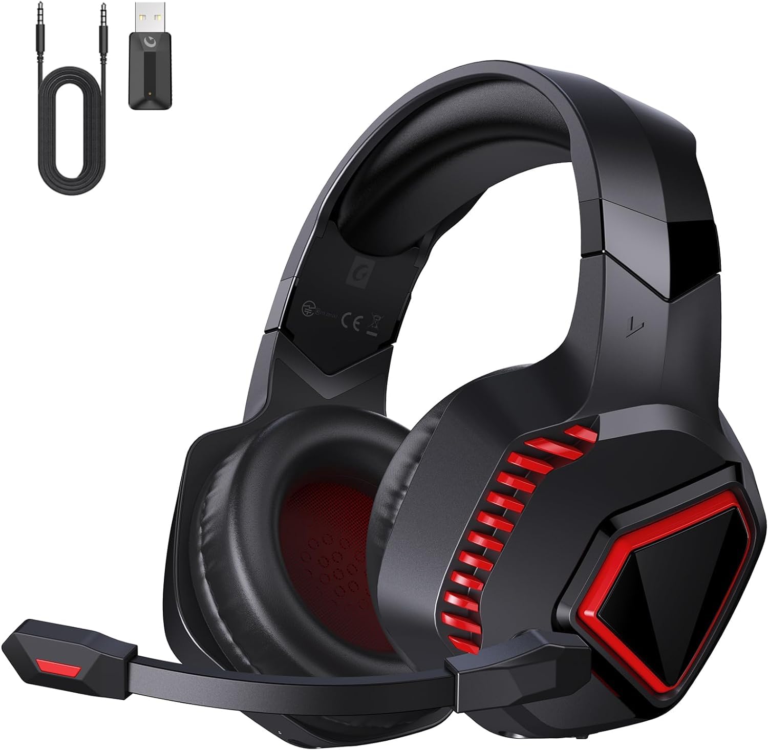 Bezprzewodowy zestaw słuchawkowy do gier, 2,4 GHz, bezprzewodowe słuchawki do PS5, PC, Switch, Mac, z redukcją szumów z mikrofonem, zestaw słuchawkowy Bluetooth z kablem 3,5 mm do Xbox