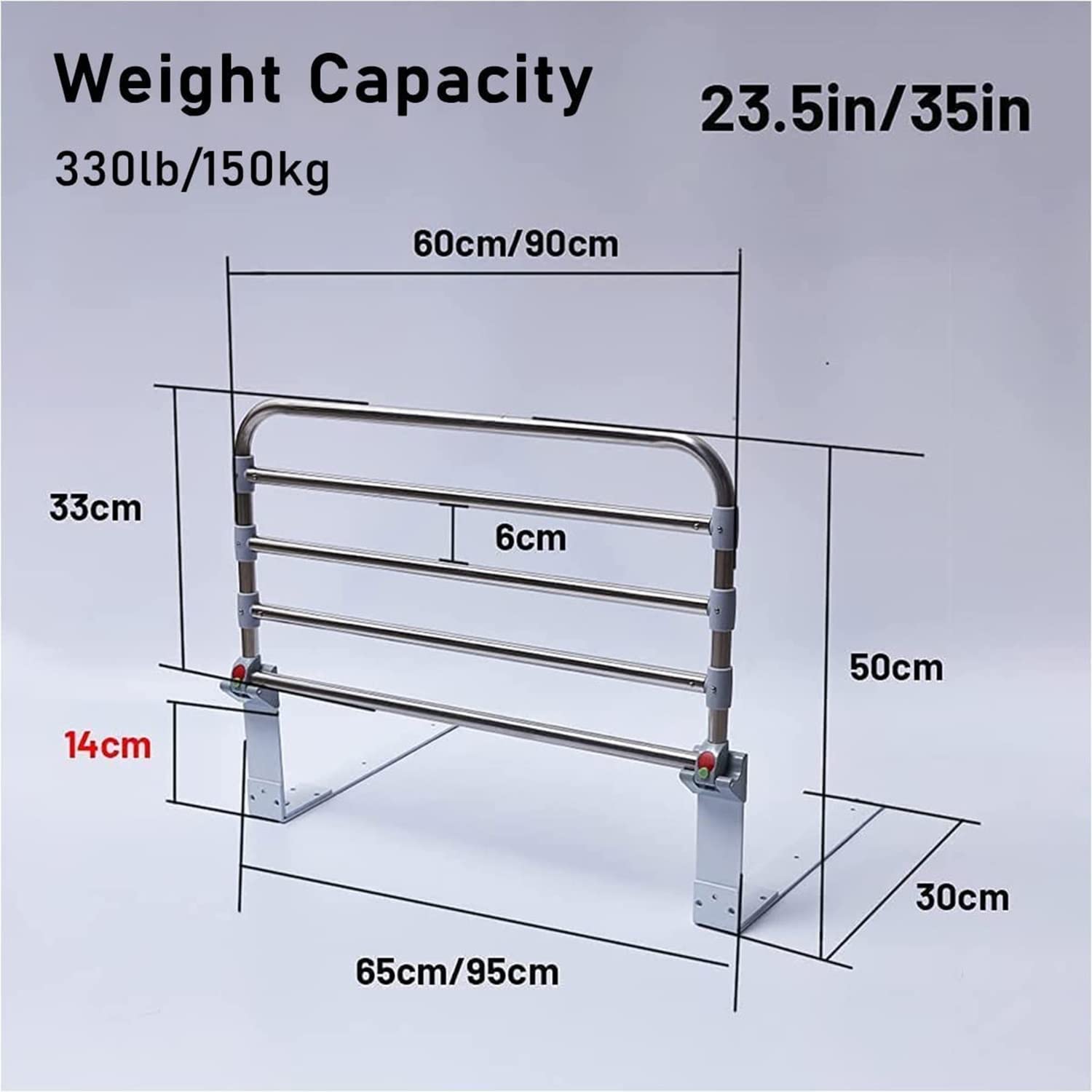 Sponda Letto di Sicurezza, Barra di Protezione anticaduta Pieghevole sul Comodino per Anziani Dispositivo di Assistenza in Piedi per Anziani, Adulti, Incinta, Handicap (60 cm)