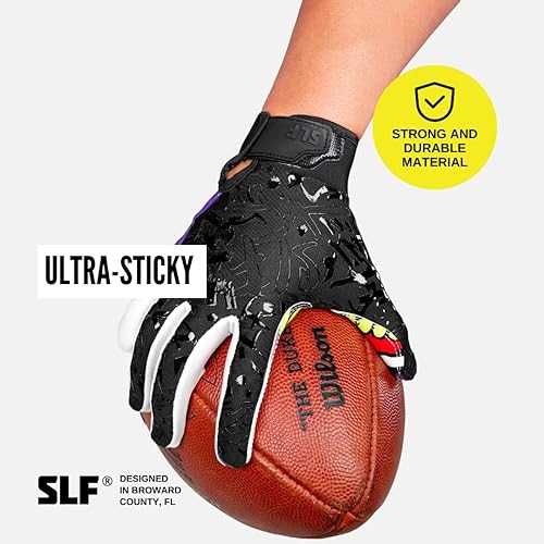 Miniatura 3 de SLEEFS Guantes receptores de fútbol 1 par  Antideslizantes, agarre de silicona pegajosa  Tallas para jóvenes y adultos