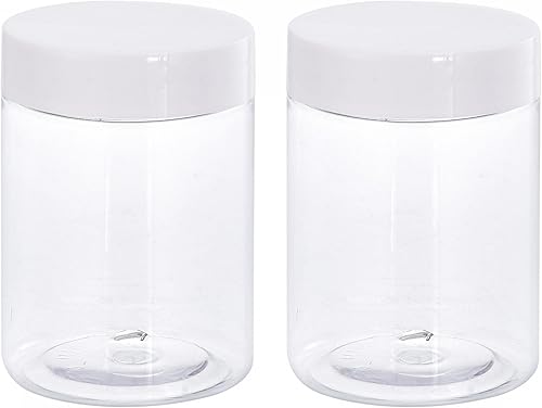 uxcell Tarros redondos de plástico con tapa superior de rosca blanca, recipientes vacíos transparentes de boca ancha de 10 onzas  10.1 fl oz para disponible en Yaxa El Salvador