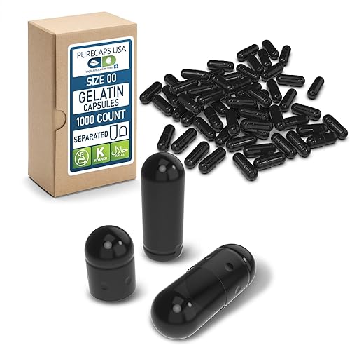 PureCaps USA - Cápsulas de gelatina vacías tamaño 00, 1,000 pastillas de gel vacías separadas, rojo, certificado sin OMG, Kosher, sin gluten y