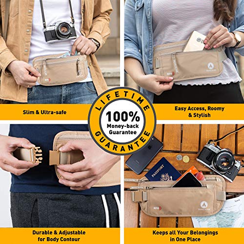 Travel Money Belt For Women And Men - Hidden Wallet For Travel With Rfid Blocking Material - Secure, Waterproof Money Belt For Travel And Daily Use #TOP1