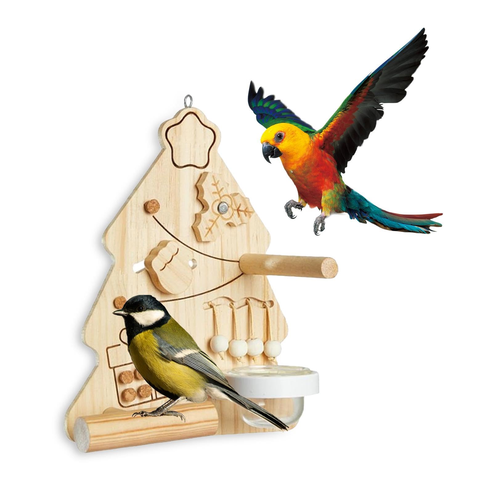 perfk Percha para Loros, Juguete para pájaros, comedero de Madera con tapón de Corcho, Juguete para Hacer Ejercicio, periquitos, guacamayos y