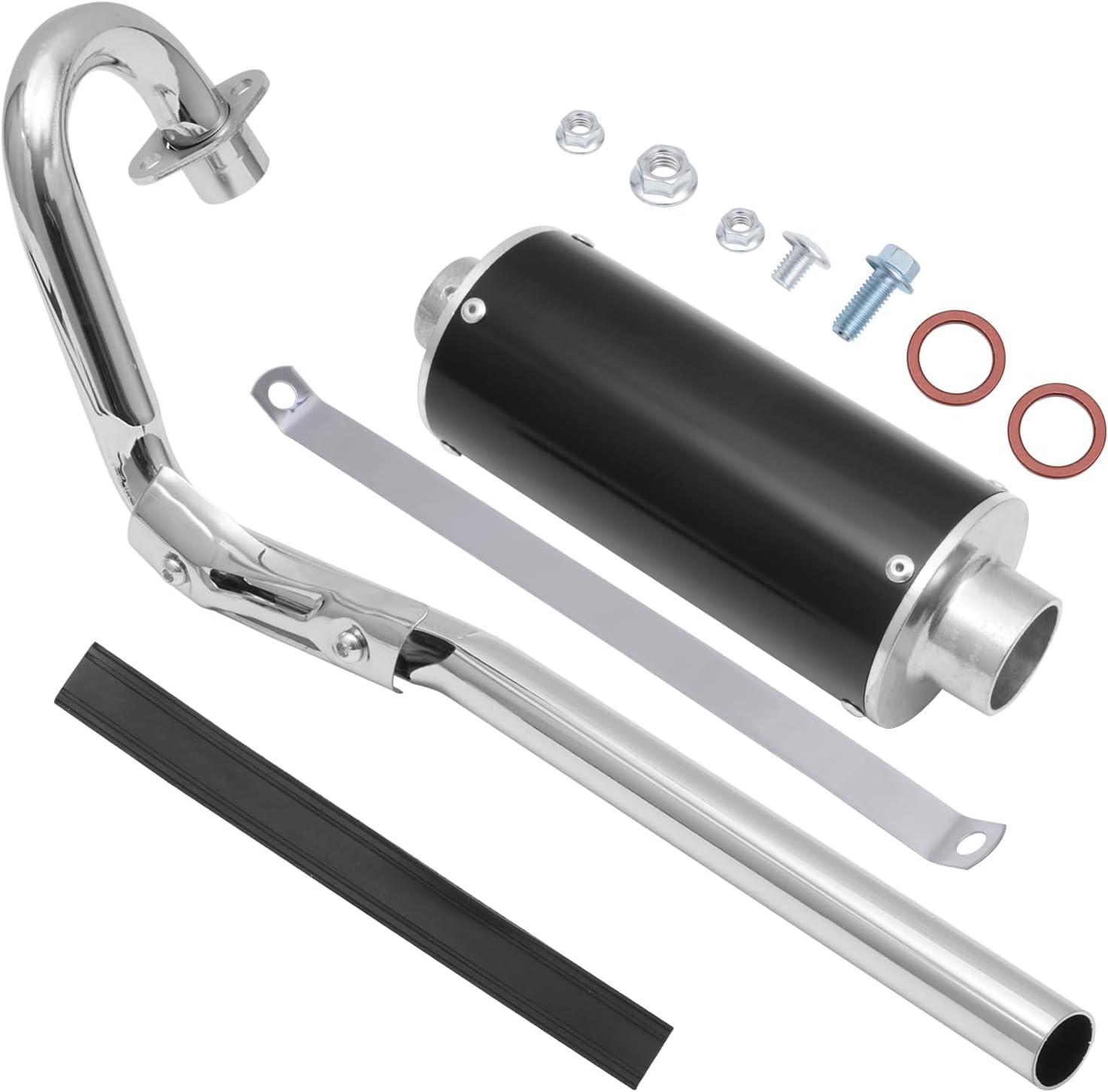 28mm Big Bore Muffler Exhaust Silencer Pipe Head Assembly for CRF50 XR50 70cc 110cc 125cc SDG SSR Taotao Atomik Thumpstar Roketa Coolster Apollo Pit Dirt Bike High Performance Parts (Black)