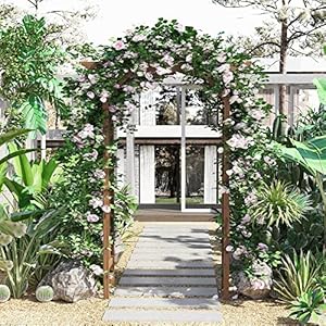 Outsunny 79in Wooden Garden Arbor Arch Trellis with Classic Countryside Style, Pergola Style Roof for Climbing Vines for Ceremony Party Weddings Outsunny 79in Wooden Garden Arbor Arch Trellis with Classic Countryside Style Pergola Style Roof for Climbing Vines for Ceremony Party Weddings