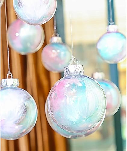 Miniatura 7 de Kingrol Paquete de 30 bolas de adorno rellenables de plástico transparente de 3.15 pulgadas, para proyectos de manualidades, Navidad, boda, fiesta,