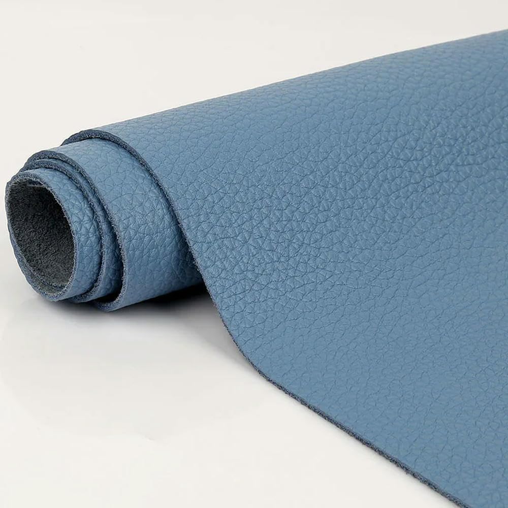 本革生地 DIY 植物タンニンなめし牛革 スカイブルー 複数サイズ 2mm(30x30cm)