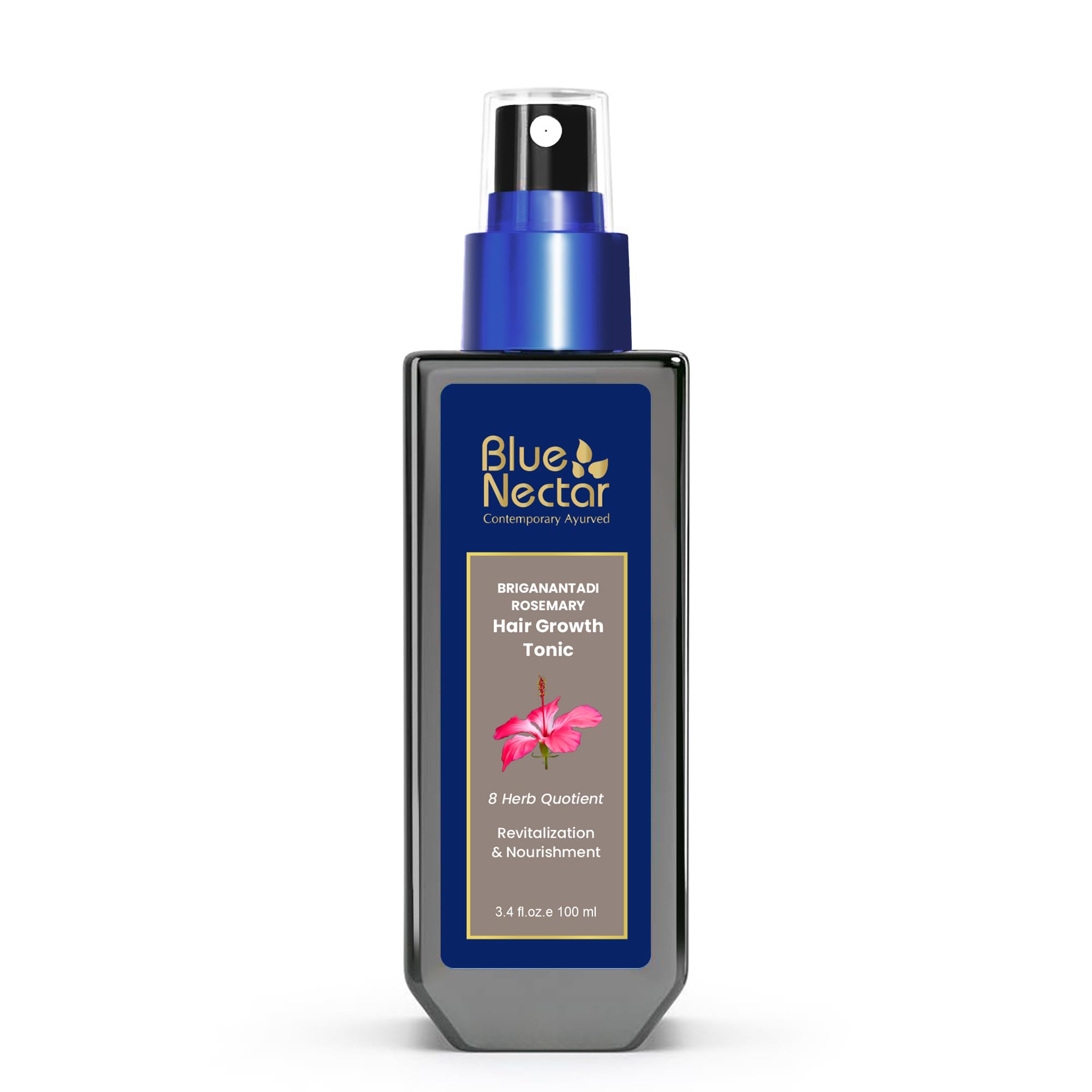 Blue Nectar Hair Growth Serum with Rosemary Oil for Hair Growth | Ayurvedic Hair Tonic Spray (8 Herbs, 3.38 Fl Oz)