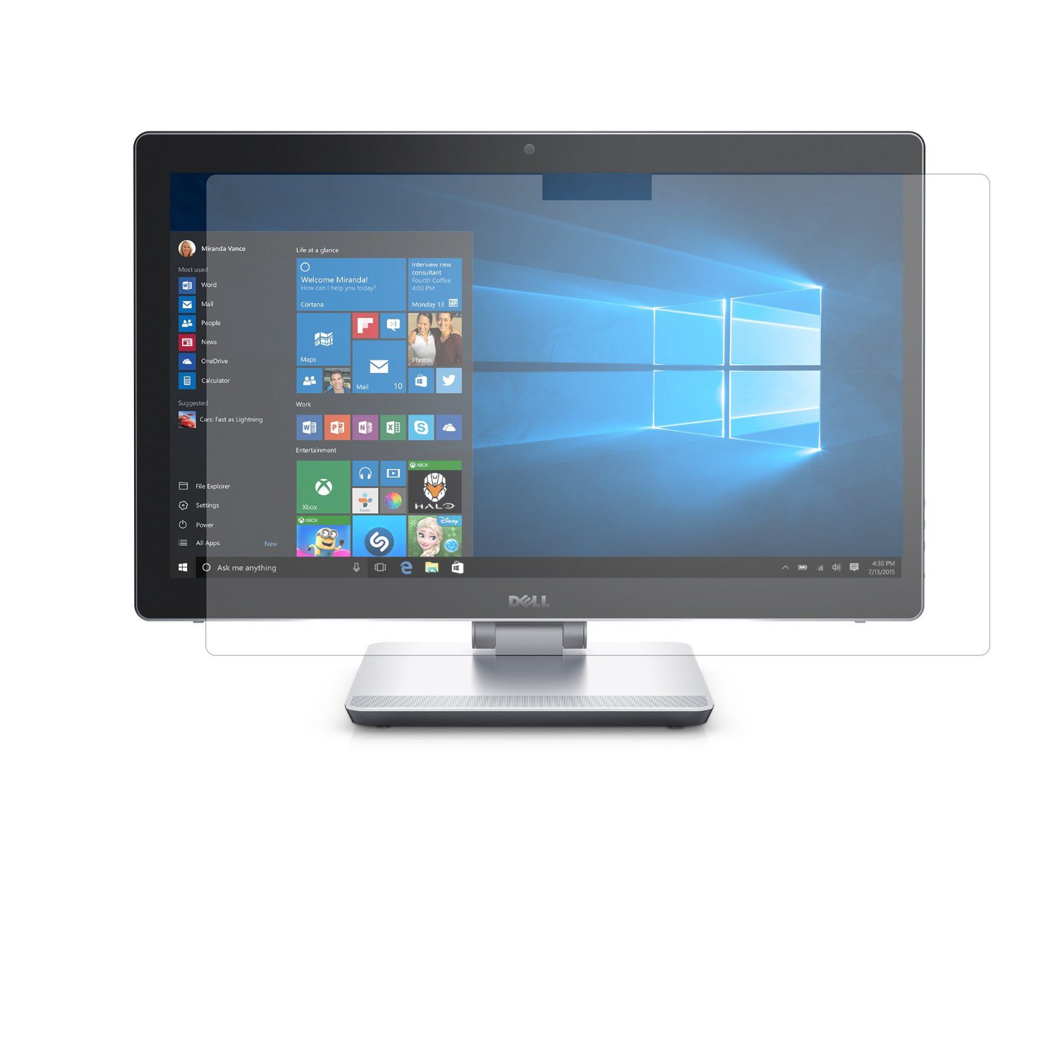 PcProfessional Screen Protector (Set of 2) for Dell Inspiron 24 7000 Series 7459 All-in-One Touchscreen Desktop High Clarity Anti Scratch Filter Radiation Microfiber Cloth