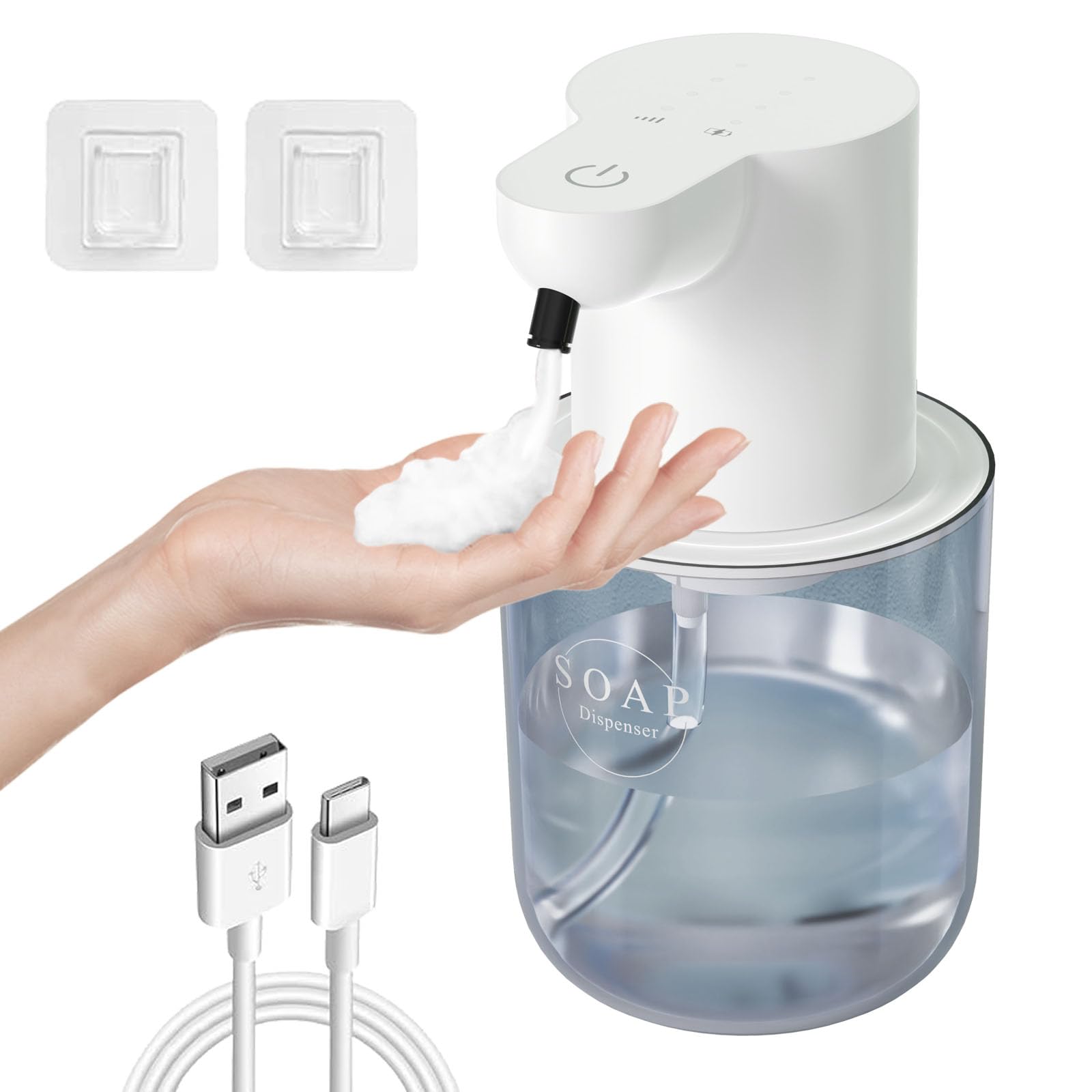 SZSENYEIJIA Automatic Foaming Soap Dispenser Touchless Rechargeable 13.53oz/400ml with Wall Mount and 4-Level Adjustable Electric Foam Soap Dispenser,
