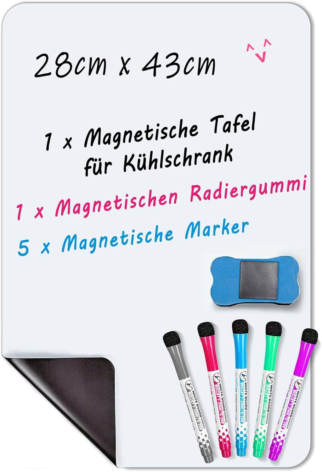 INMORVEN Small White Board Dry Erase Menu Planner, Magnetic Whiteboard for Fridge Grocery List, Refrigerator White Boards to Do List, with Markers and