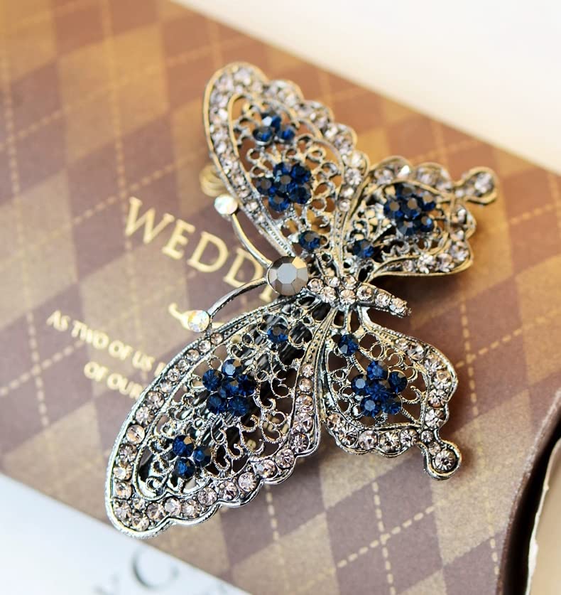 Pinza de Pelo Mariposa con Cristales Azul miniatura 5