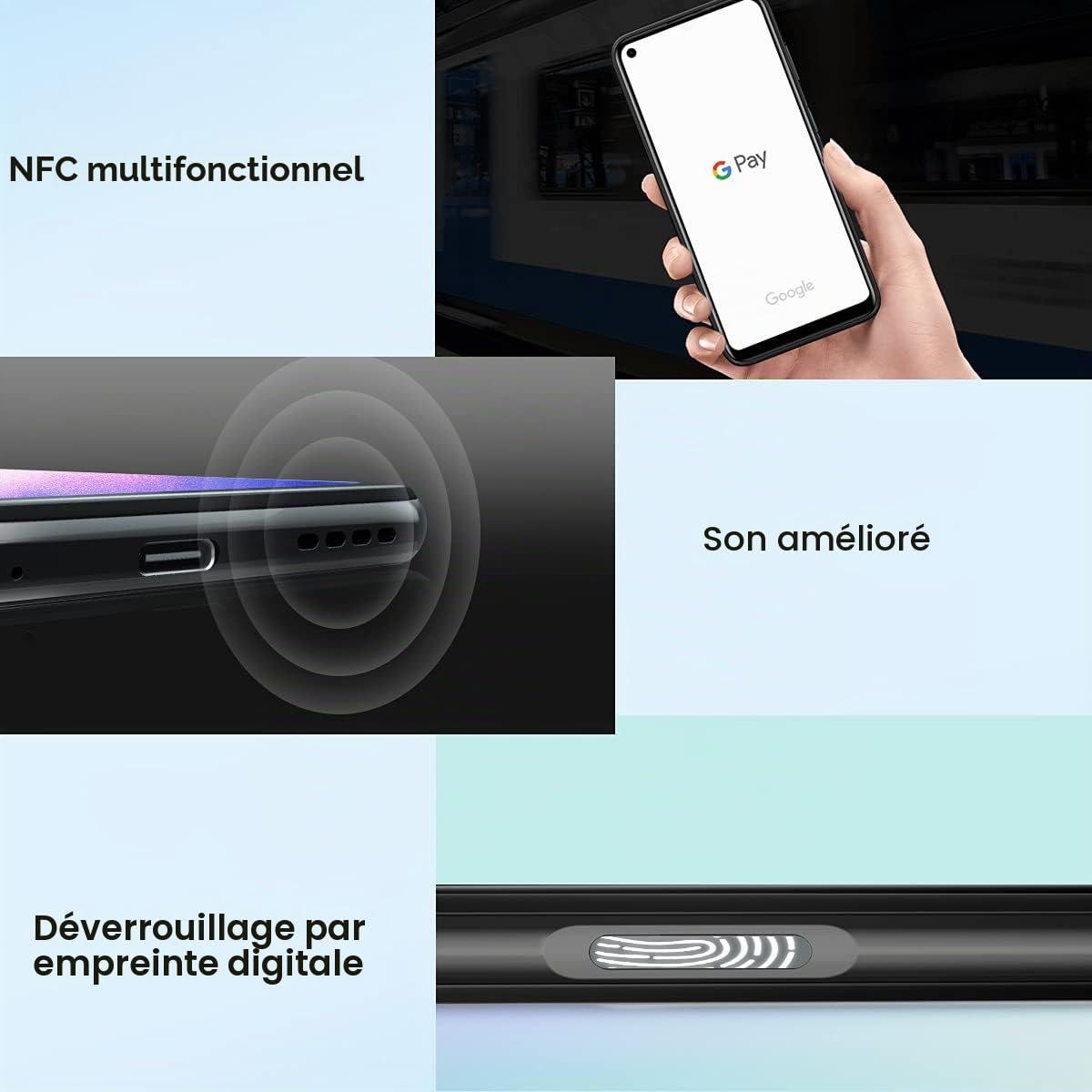 Blackview Android 11 Smartphone A90 Téléphone Portable Pas Cher MediaTek Octa-Core Processor. 4GB RAM + 64GB ROM. 6.39" incell Display. Téléphone Portable avec Appareil Photo 8MP+12MP Poupre