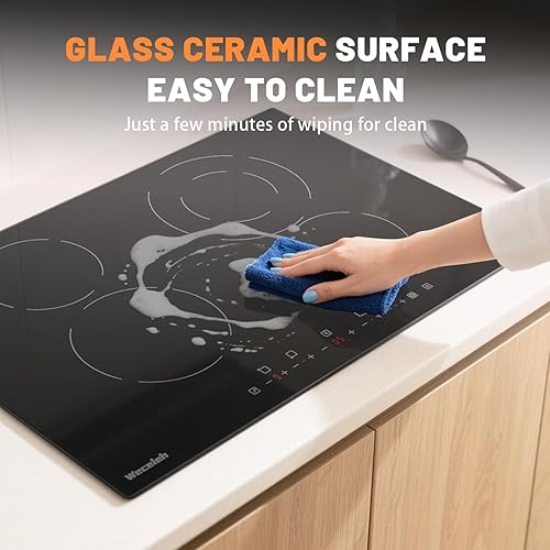 Miniatura 8 de Weceleh Estufa eléctrica, estufas de cerámica integradas de 30 pulgadas de 6400 W, estufa eléctrica con 4 quemadores de 220 a 240 V (sin enchufe), 9