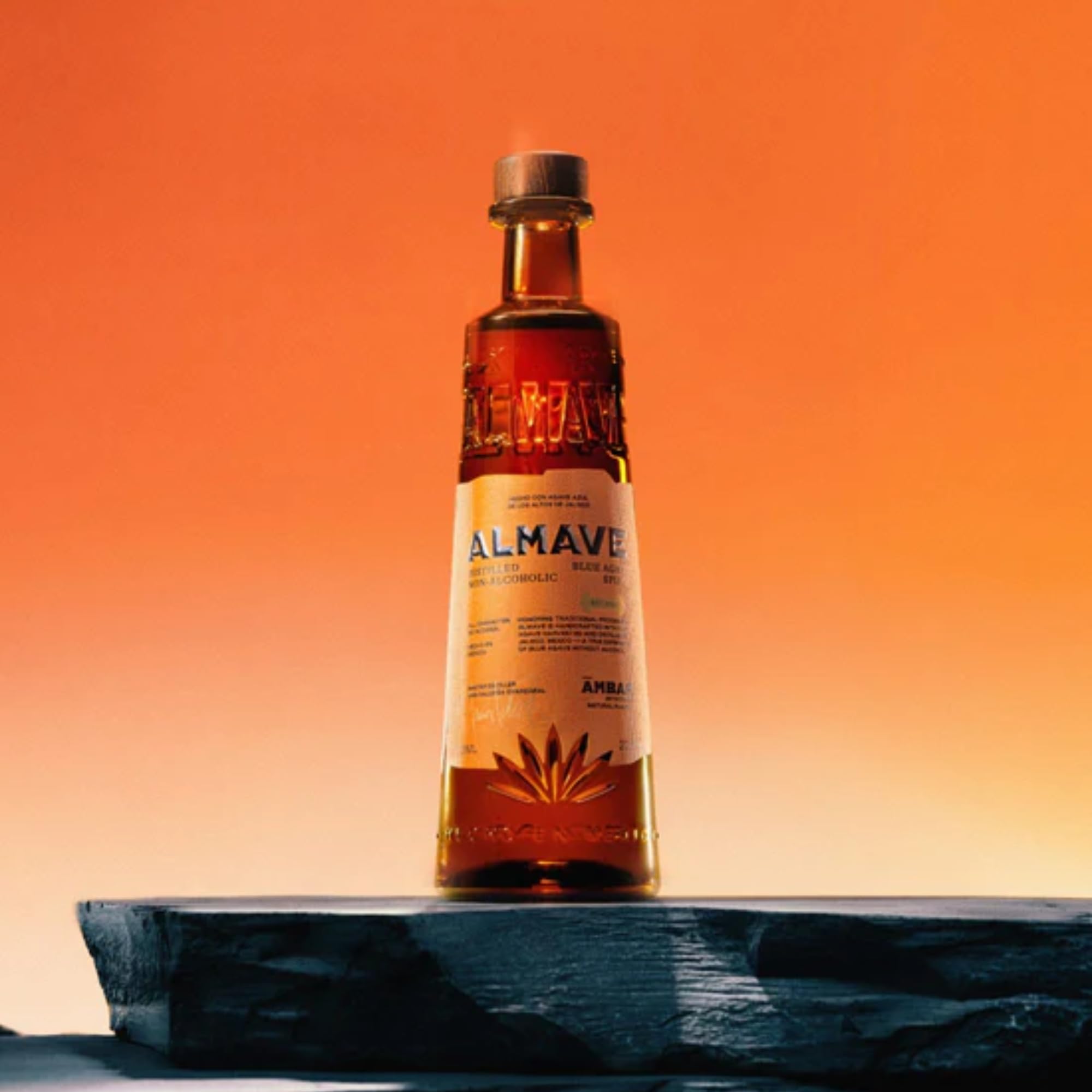 ALMAVE - Ámbar | Spiritueux Sans Alcool à Base d’Agave Bleu du Mexique | Alternative à la Tequila Reposado | Notes de Caramel, Vanille & Bois Grillé | Idéal en Dégustation & Cocktails | 70 cl (Ambar)