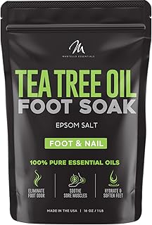 Mantello Tea Tree Oil Foot Soak - Foot Spa Soak for Use with a Feet Soaking Tub - Foot Soak Salts to Soften Feet - Epsom Salt Foot Soak with Essential Oils - Pedicure Foot Soak, 1 lb. Bag