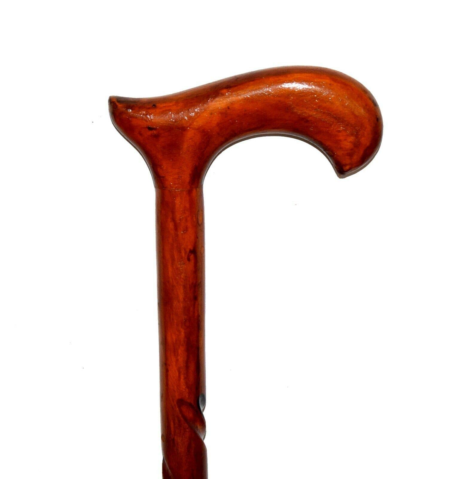 Full Wooden Men's Triple Twist Derby Wooden Walking Stick Beautiful Cane